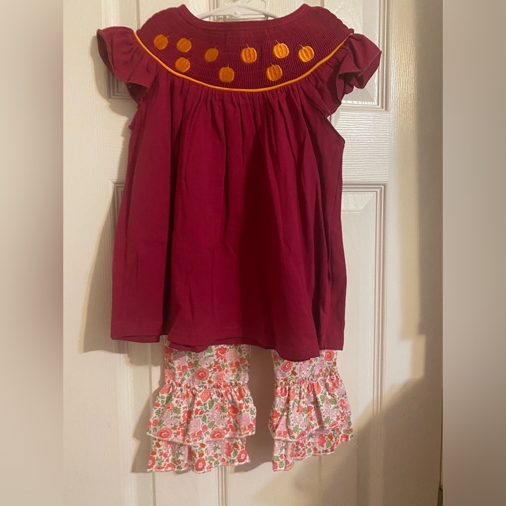 New Boutique Smocked Pumpkin Outfit